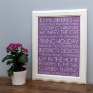 Personalised Loves or Likes Typography Print Unframed
